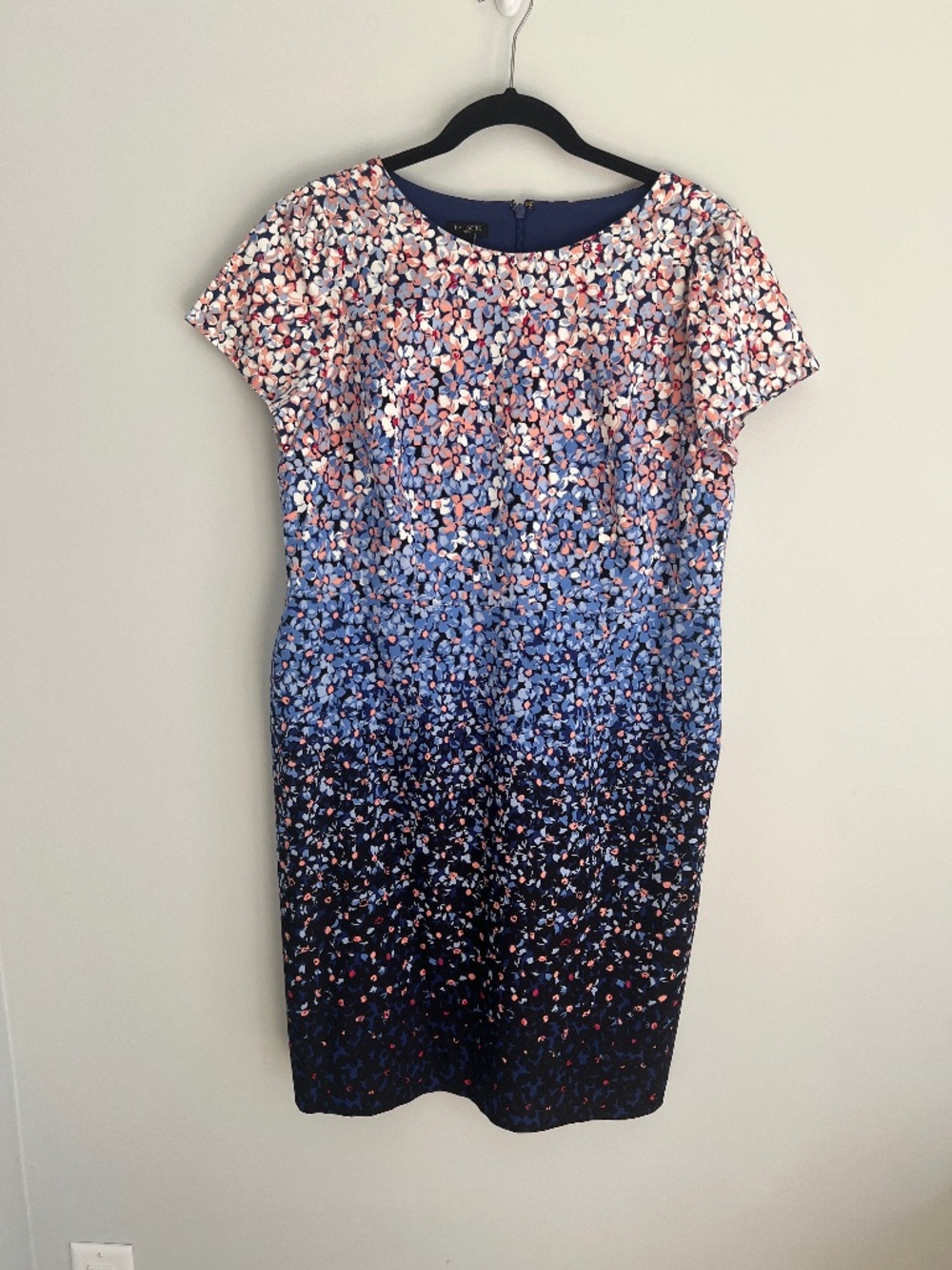 Talbots Floral Ombre Dress with Blue Pink Clusters Size 14P